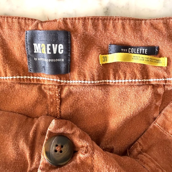 Maeve Anthropologie Colette Linen Cropped Pants Women’s 31 Brown Wide Leg Boho - Picture 7 of 10